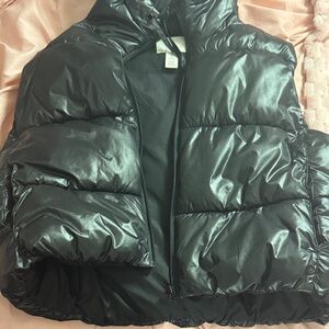 Shiny Black Puffer Vest
